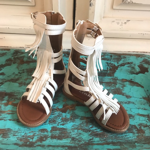 girls white gladiator sandals